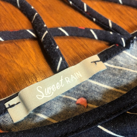 Sweet Rain Cat Face Tank Top. 3X. Dark blue, red and white. - Picture 2 of 9